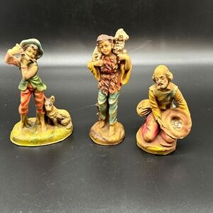 Vtg Fontanini Italy Set 3 Shepherd Boy With Lamb Beggar Boy with Flute Figurines